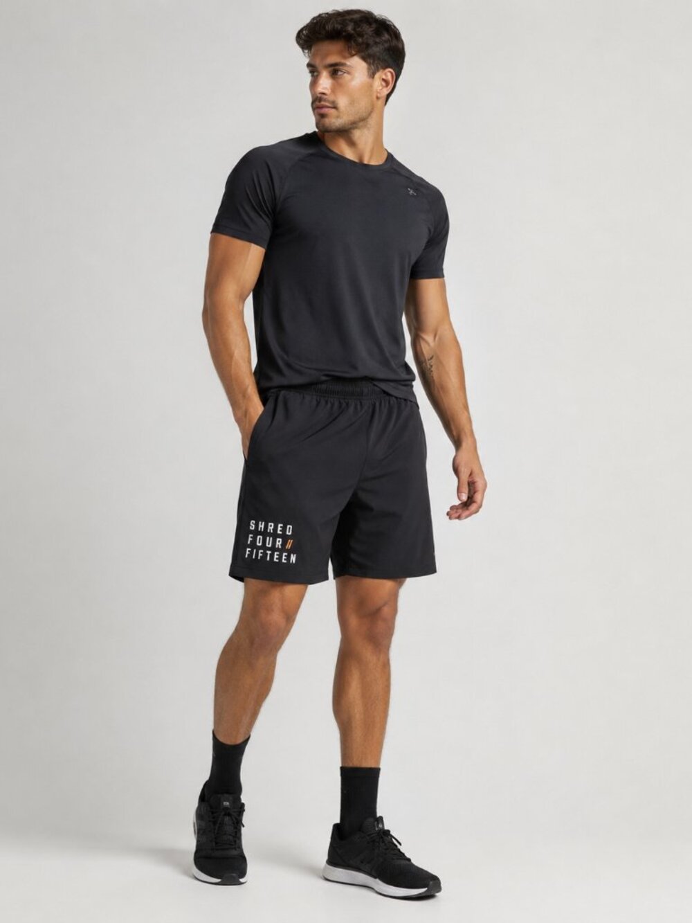 Lululemon Men’s XL Black Training Shorts Shred Four Fifteen Graphic Stretch